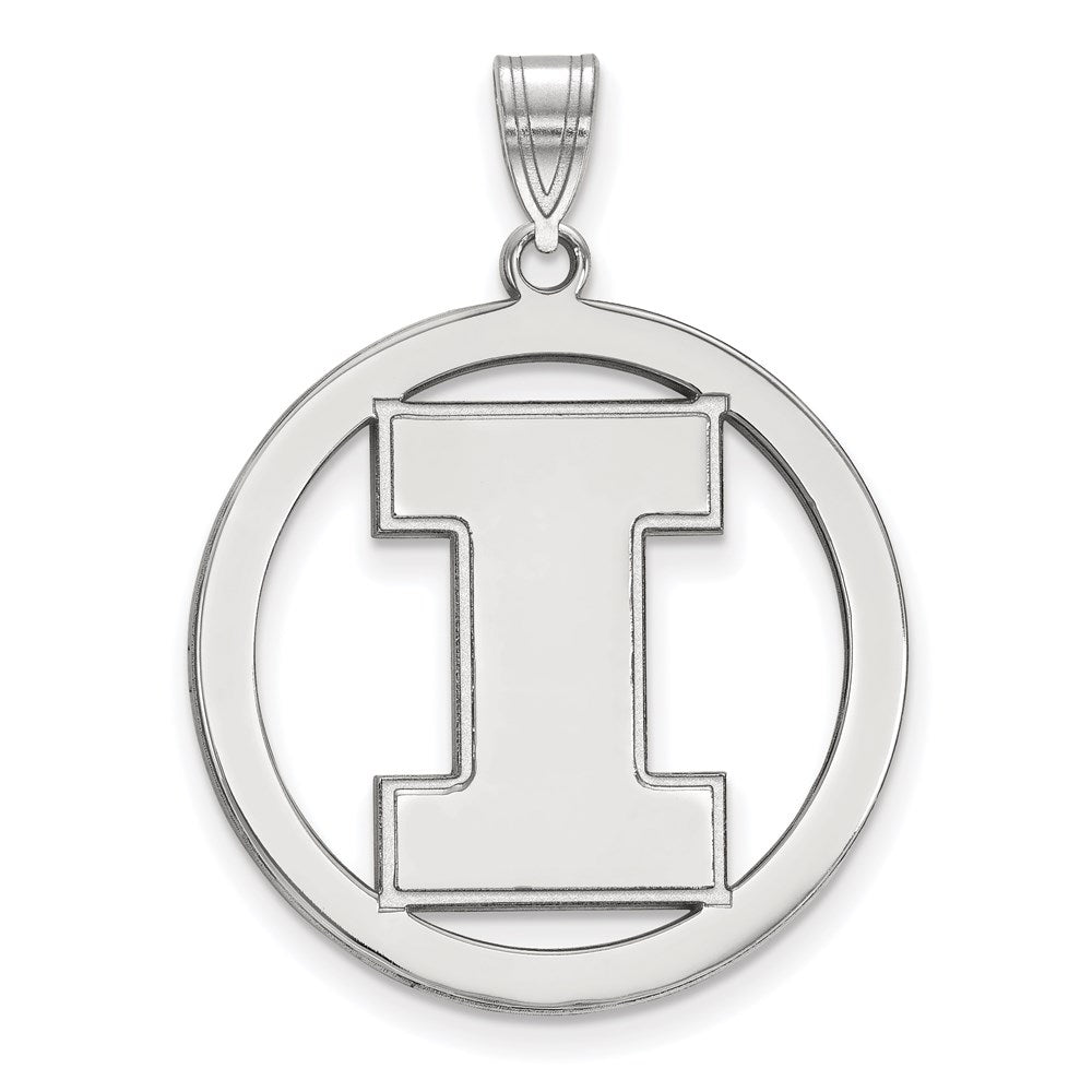 Sterlingsilber Rhodiniert Logoart University Of Illinois Buchstabe I Extra Groß Kreis Anhänger