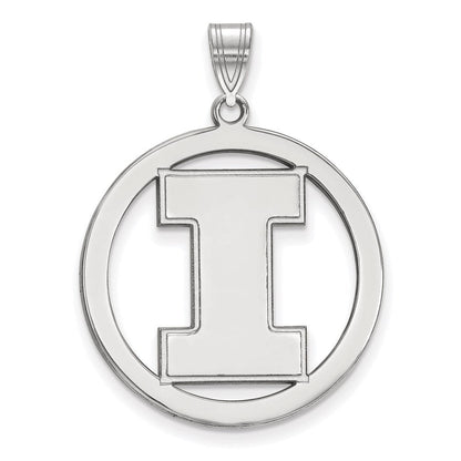 Sterlingsilber Rhodiniert Logoart University Of Illinois Buchstabe I Extra Groß Kreis Anhänger