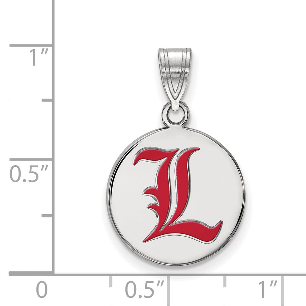 Sterlingsilber Rhodiniert Logoart University Of Louisville Buchstabe L Mittel Emailliert Plättchen Anhänger