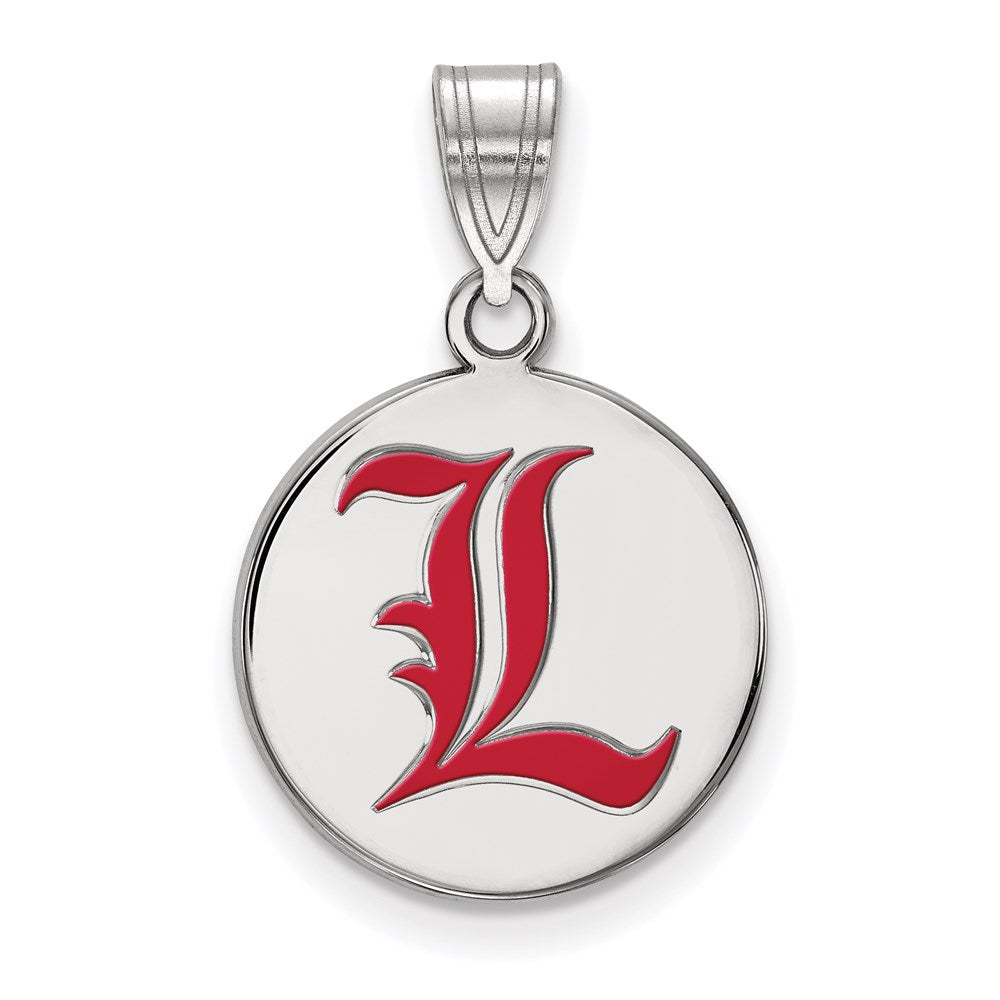 Sterlingsilber Rhodiniert Logoart University Of Louisville Buchstabe L Mittel Emailliert Plättchen Anhänger