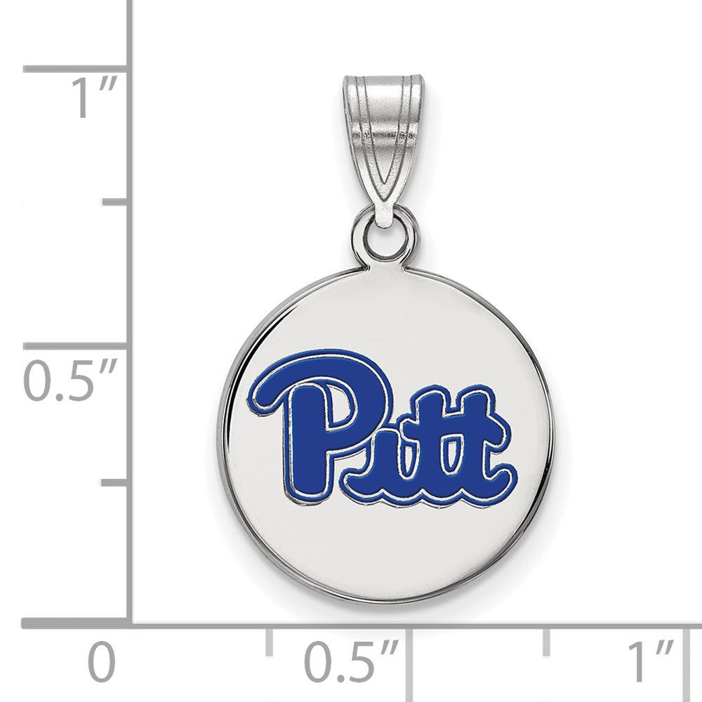 Sterlingsilber Rhodiniert Logoart University Of Pittsburgh Mittel Emailliert Plättchen Anhänger
