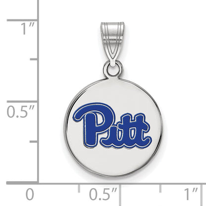 Sterlingsilber Rhodiniert Logoart University Of Pittsburgh Mittel Emailliert Plättchen Anhänger