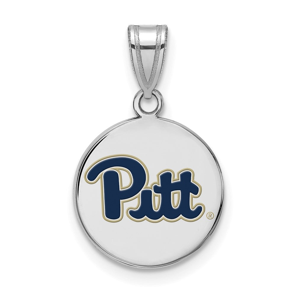 Sterlingsilber Rhodiniert Logoart University Of Pittsburgh Mittel Emailliert Plättchen Anhänger