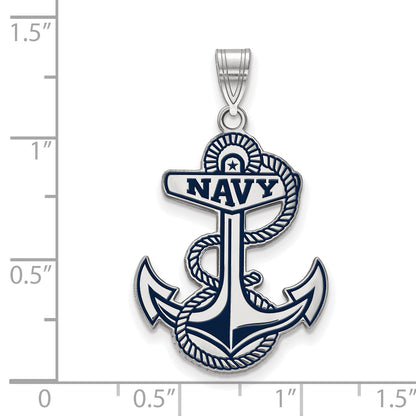 Sterlingsilber Rhodiniert Logoart Us Naval Akademie Anker Extra Groß Emailliert Anhänger