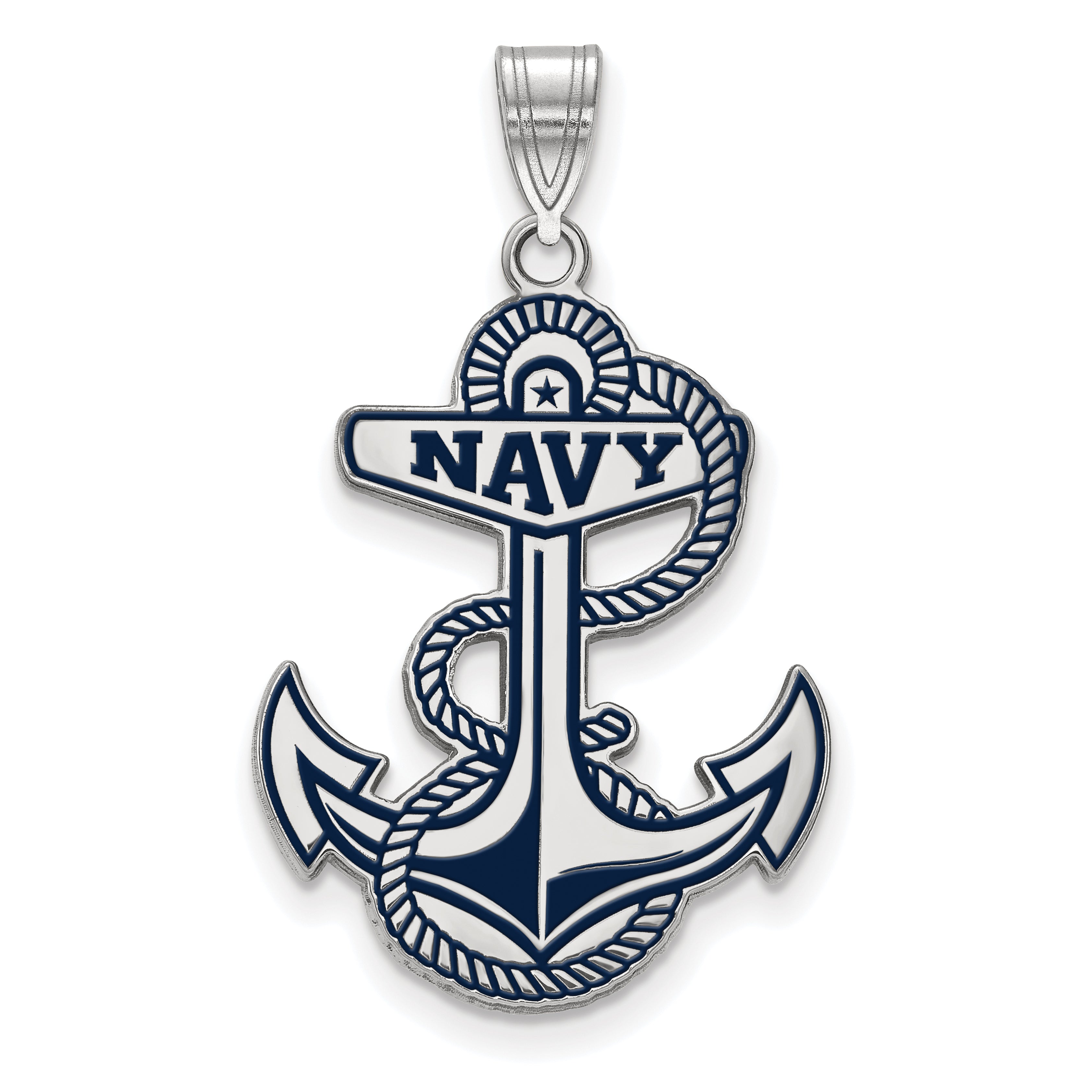 Sterlingsilber Rhodiniert Logoart Us Naval Akademie Anker Extra Groß Emailliert Anhänger