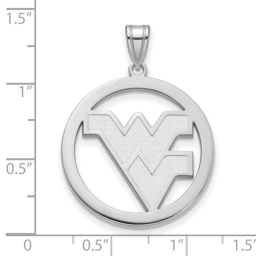 Sterlingsilber Rhodiniert Logoart West Virginia University W V Extra Groß Kreis Anhänger