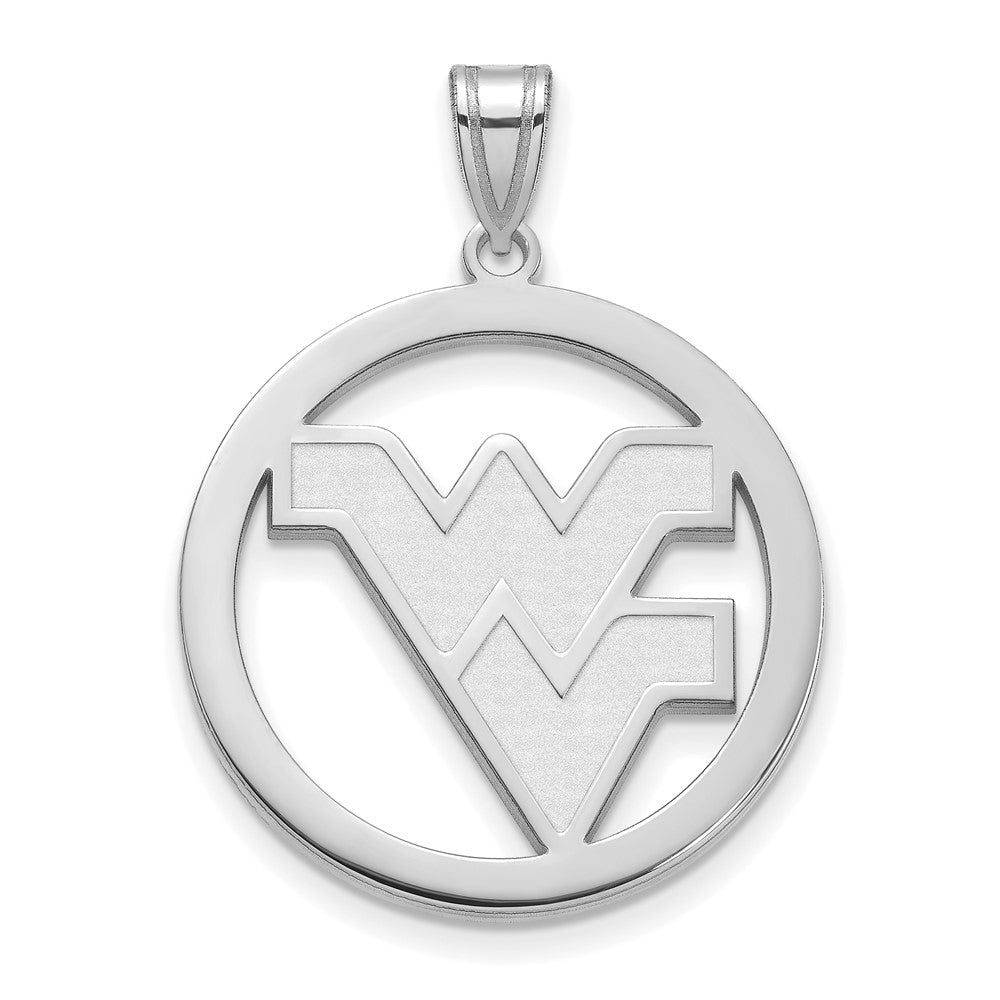 Sterlingsilber Rhodiniert Logoart West Virginia University W V Extra Groß Kreis Anhänger