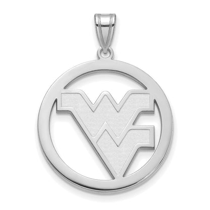 Sterlingsilber Rhodiniert Logoart West Virginia University W V Extra Groß Kreis Anhänger