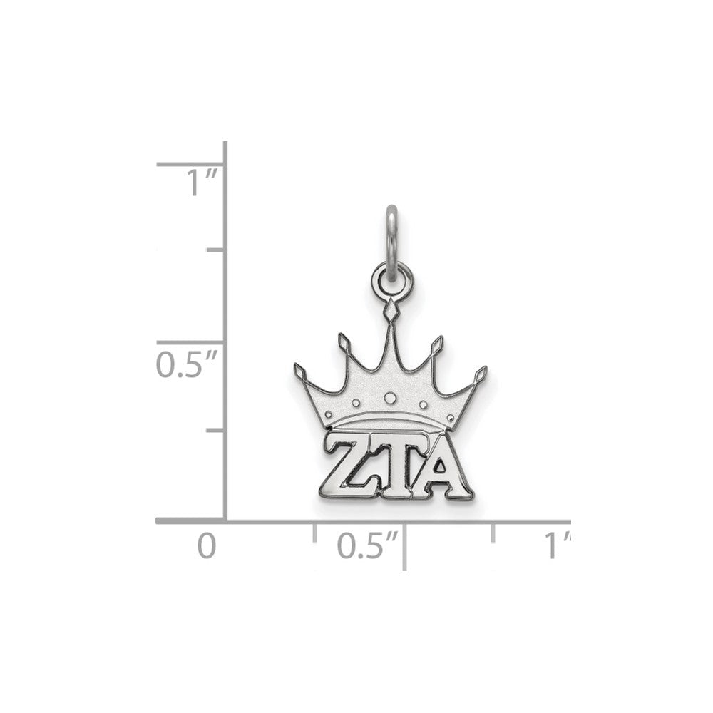 Sterlingsilber Rhodiniert Logoart Zeta Tau Alpha Sorority Symbol Extra Klein Anhänger