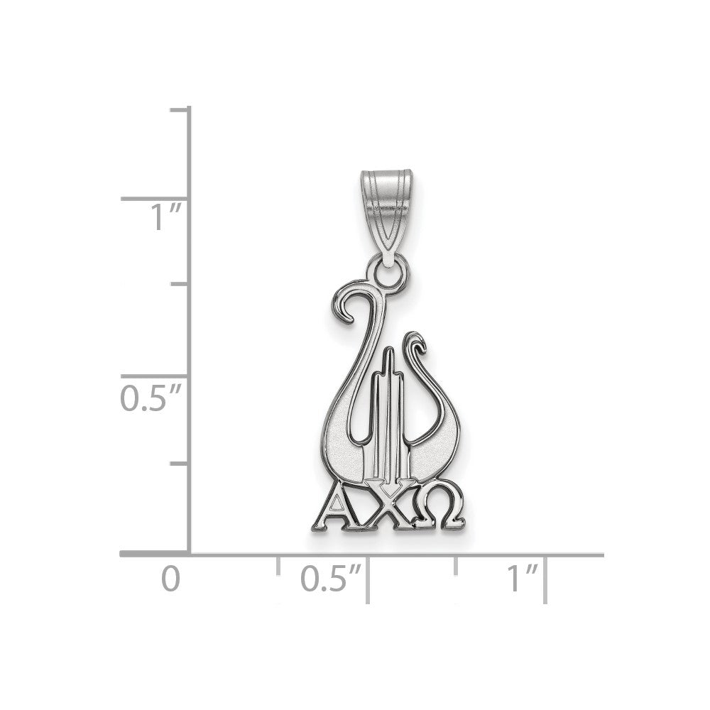 Sterlingsilber Rhodiniert Logoart Alpha Chi Omega Sorority Symbol Mittel Anhänger