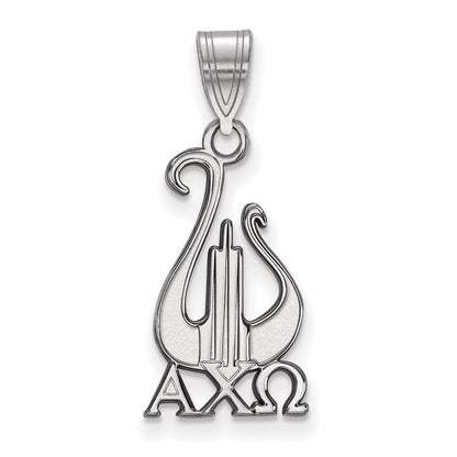 Sterlingsilber Rhodiniert Logoart Alpha Chi Omega Sorority Symbol Mittel Anhänger