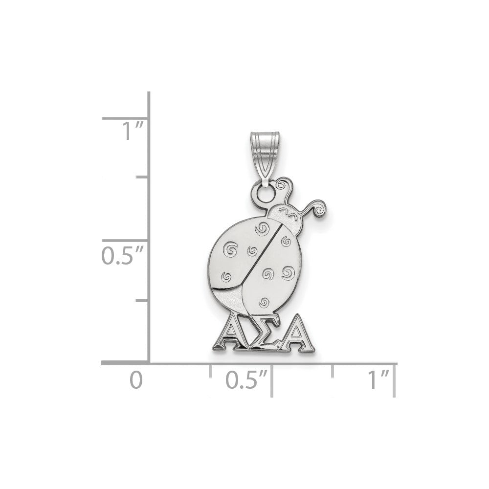 Sterlingsilber Rhodiniert Logoart Alpha Sigma Sorority Symbol Klein Anhänger
