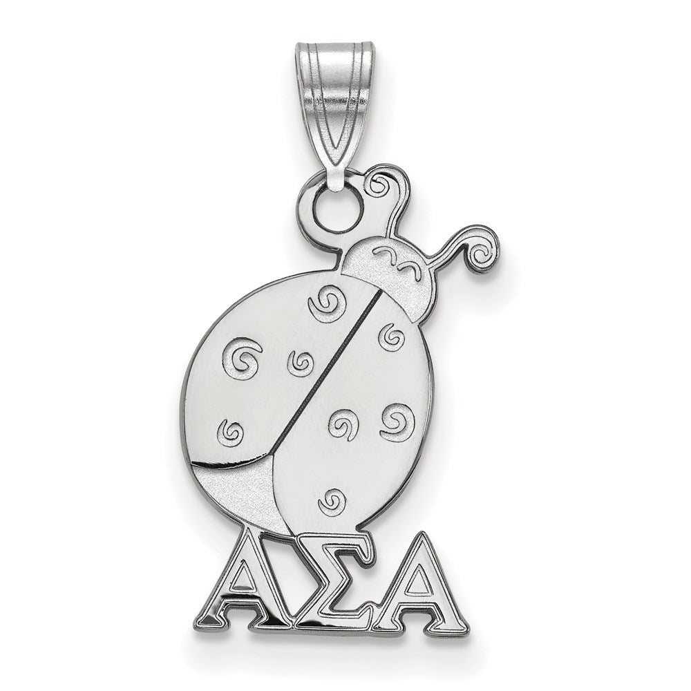 Sterlingsilber Rhodiniert Logoart Alpha Sigma Sorority Symbol Klein Anhänger