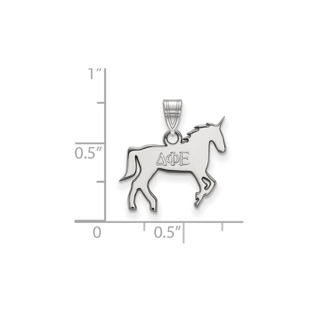 Sterlingsilber Rhodiniert Logoart Delta Phi Epsilon Sorority Symbol Klein Anhänger