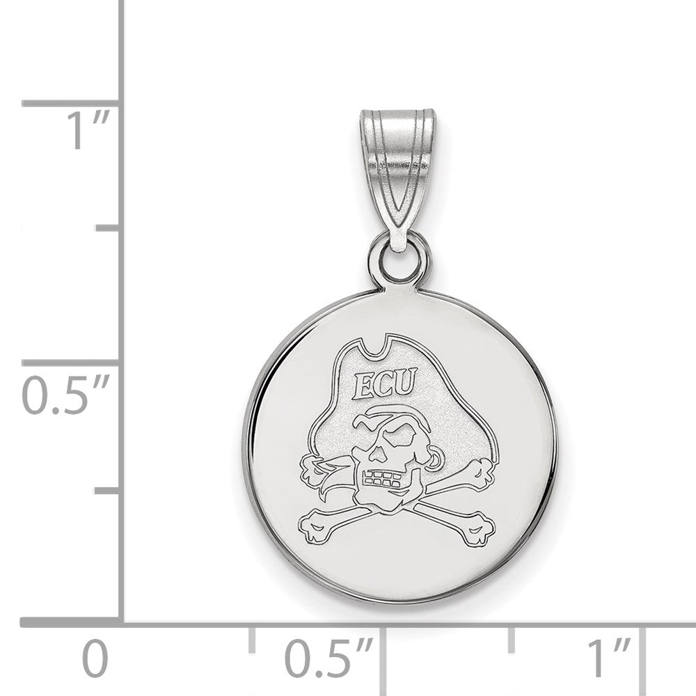 Sterlingsilber Rhodiniert Logoart Ost Carolina University Pirat Mittel Plättchen Anhänger