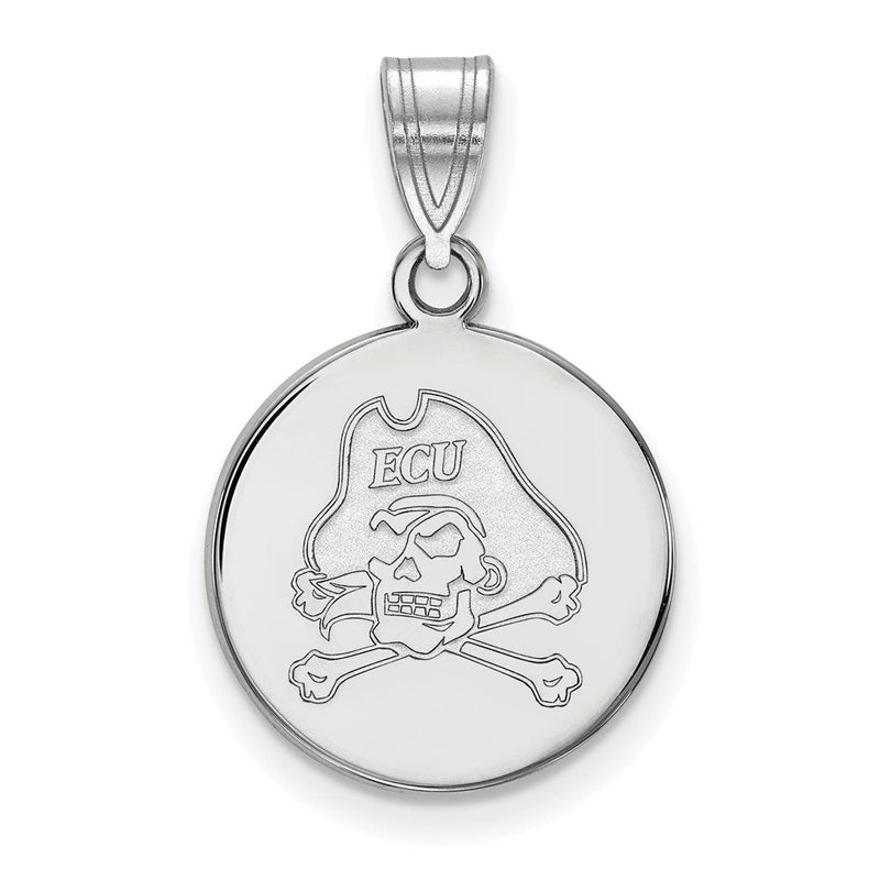 Sterlingsilber Rhodiniert Logoart Ost Carolina University Pirat Mittel Plättchen Anhänger