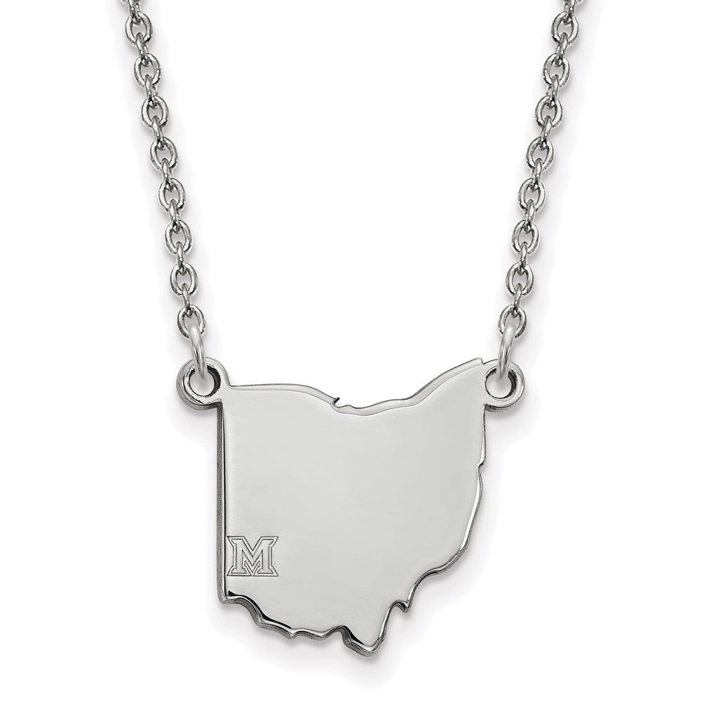 Sterlingsilber Rhodiniert Logoart Miami University Ohio Form 18 Zoll Halskette