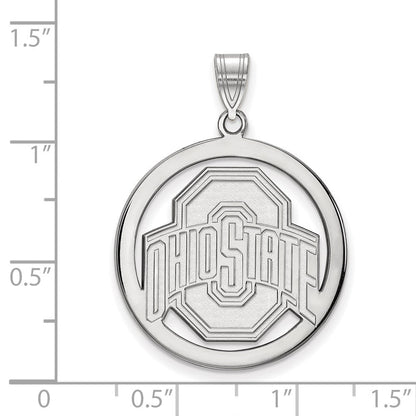 Sterlingsilber Rhodiniert Logoart The Ohio State University Extra Groß Kreis Anhänger