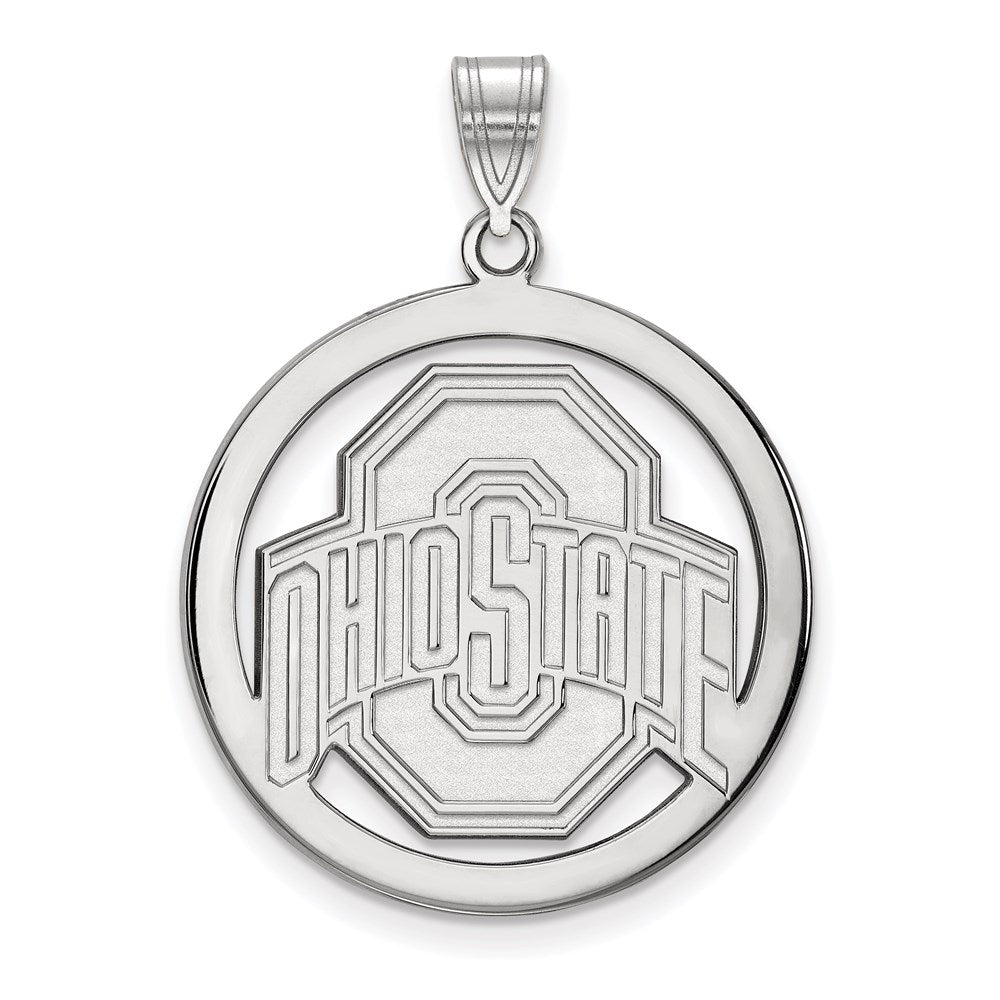 Sterlingsilber Rhodiniert Logoart The Ohio State University Extra Groß Kreis Anhänger