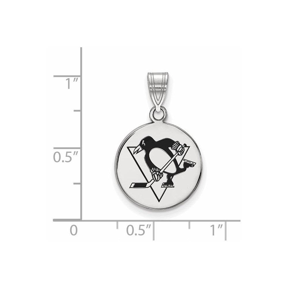 Sterlingsilber Rhodiniert Nhl Logoart Pittsburgh Penguins Mittel Emailliert Plättchen Anhänger