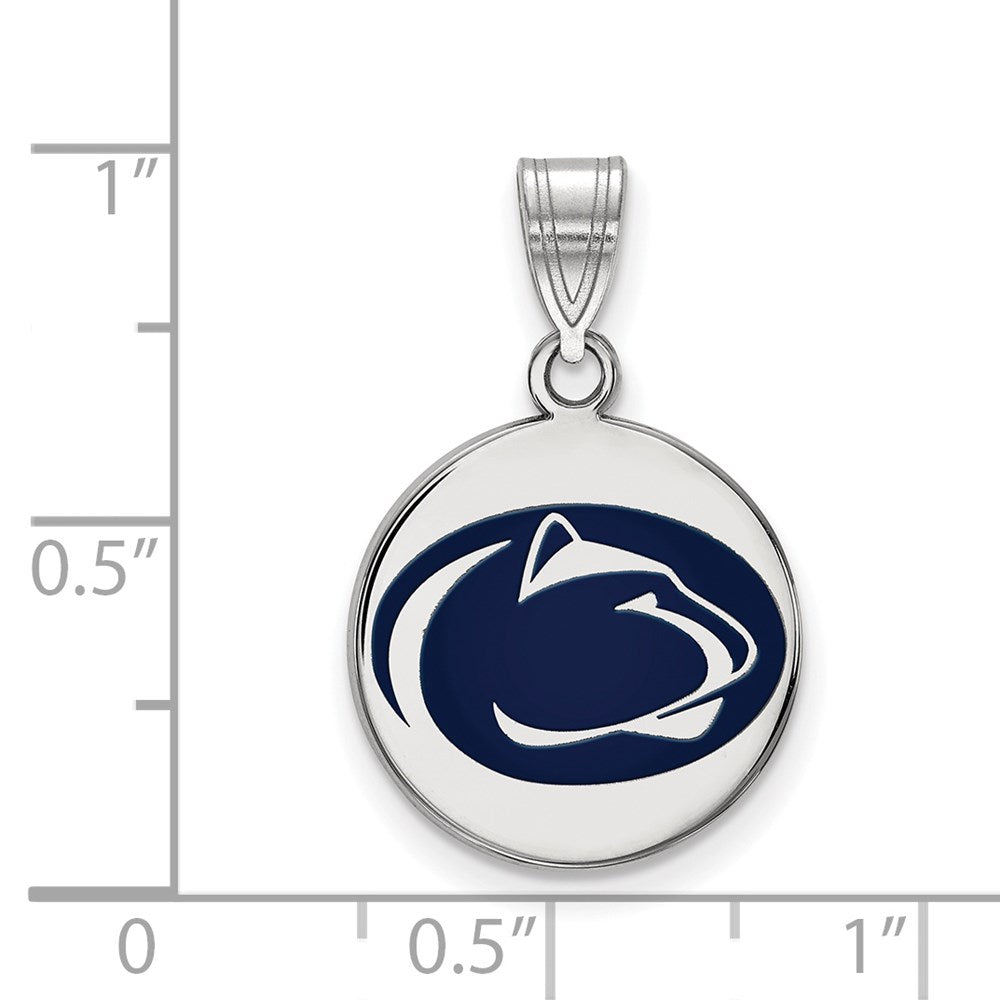 Sterlingsilber Rhodiniert Logoart Penn State University Löwe Mittel Emailliert Plättchen Anhänger