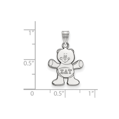 Sterlingsilber Rhodiniert Logoart Sigma Delta Tau Sorority Symbol Klein Anhänger