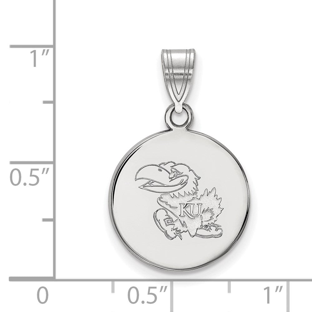 Sterlingsilber Rhodiniert Logoart University Of Kansas Jayhawk Mittel Plättchen Anhänger