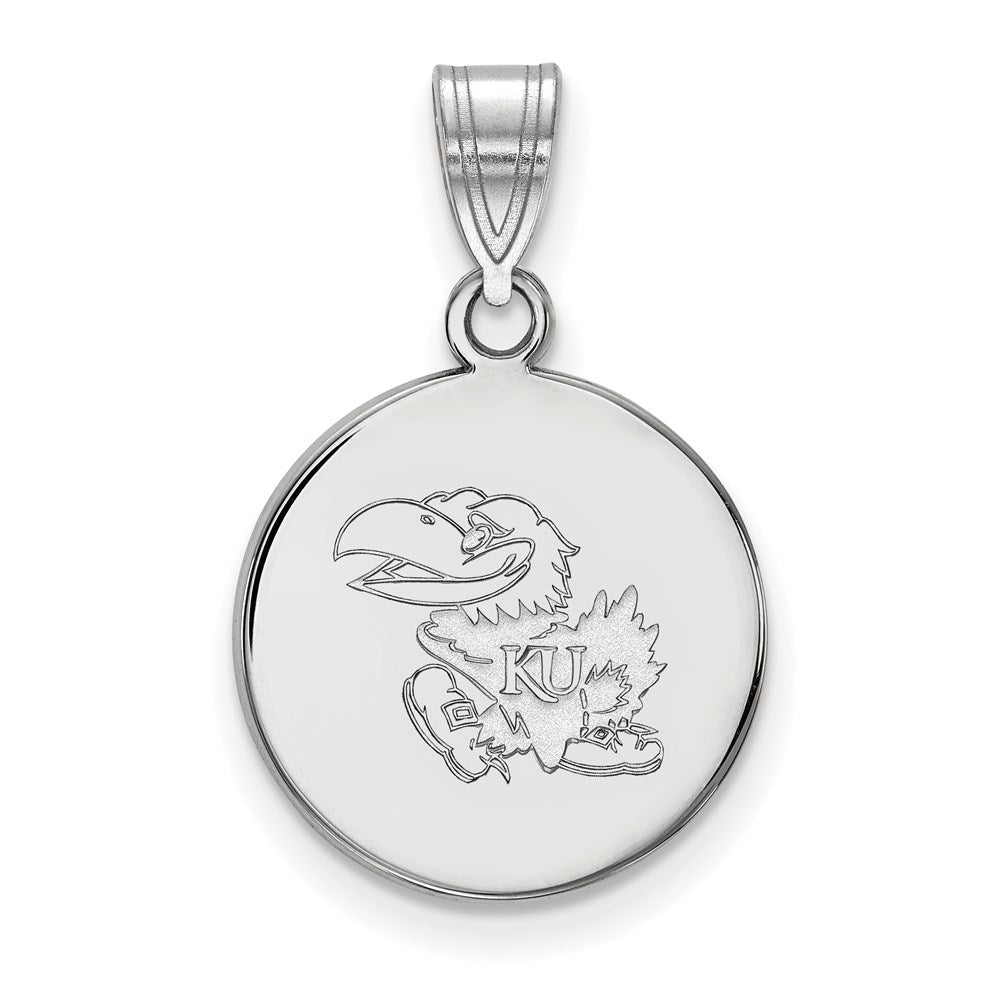 Sterlingsilber Rhodiniert Logoart University Of Kansas Jayhawk Mittel Plättchen Anhänger