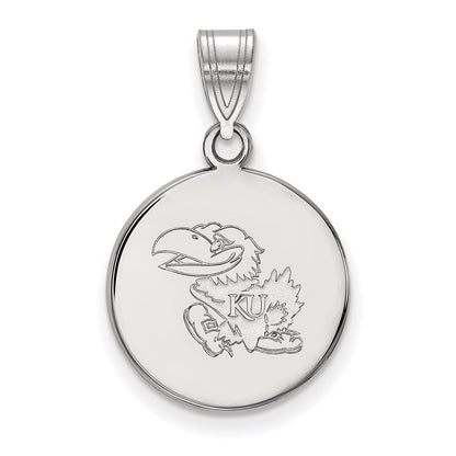 Sterlingsilber Rhodiniert Logoart University Of Kansas Jayhawk Mittel Plättchen Anhänger