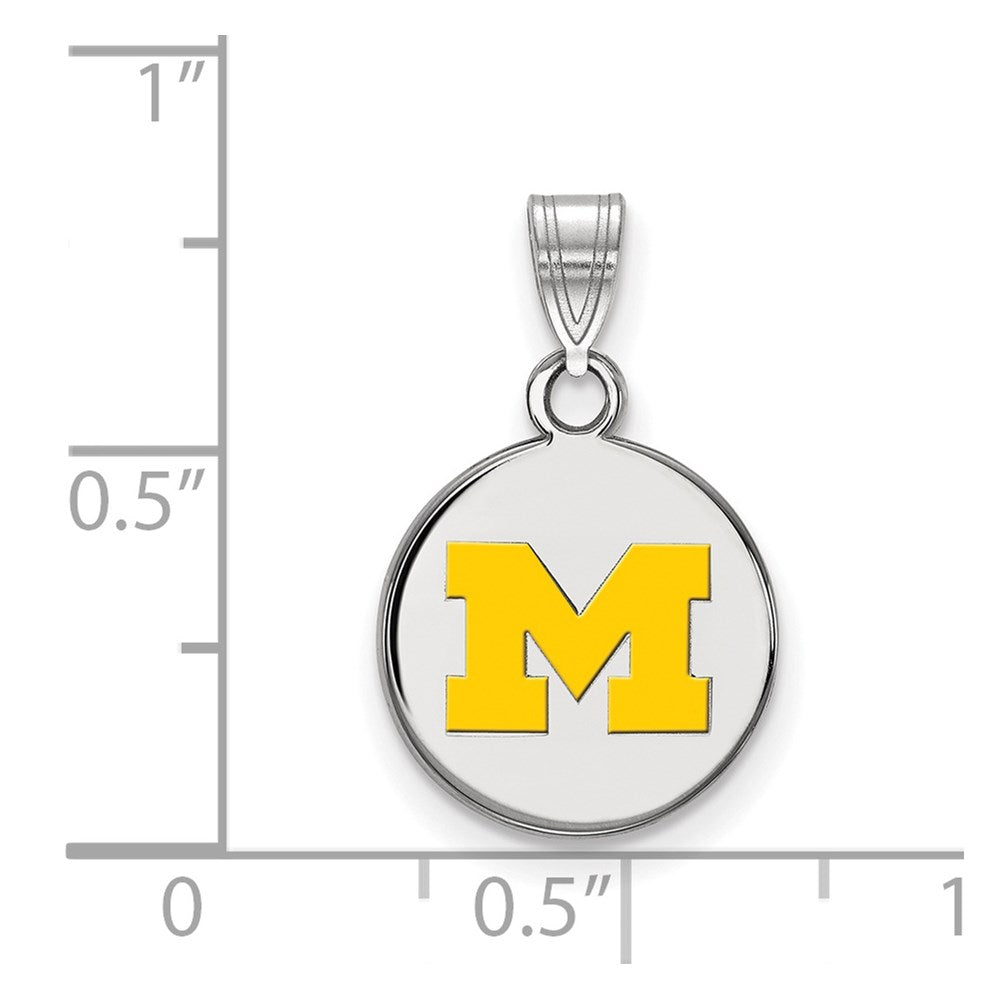 Sterlingsilber Rhodiniert Logoart University Of Michigan Buchstabe M Klein Gelb Emailliert Plättchen Anhänger