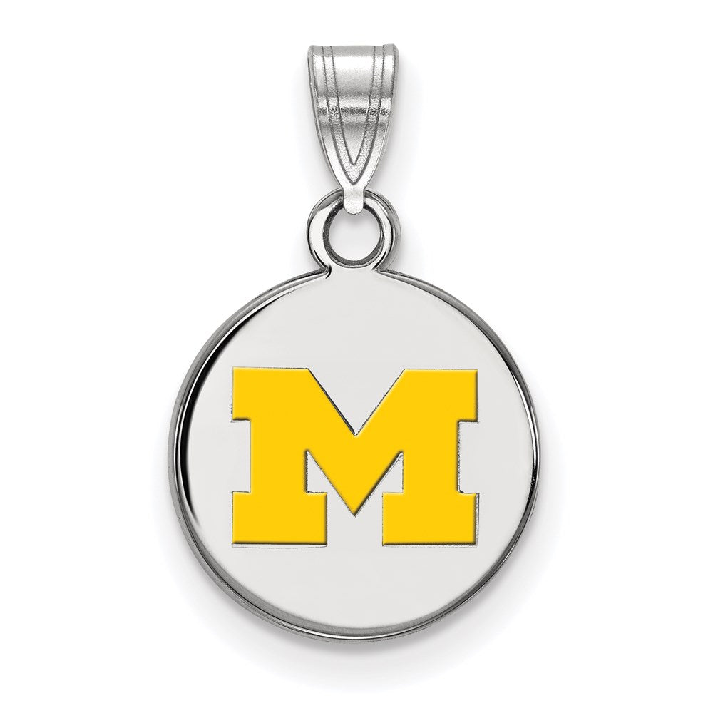 Sterlingsilber Rhodiniert Logoart University Of Michigan Buchstabe M Klein Gelb Emailliert Plättchen Anhänger