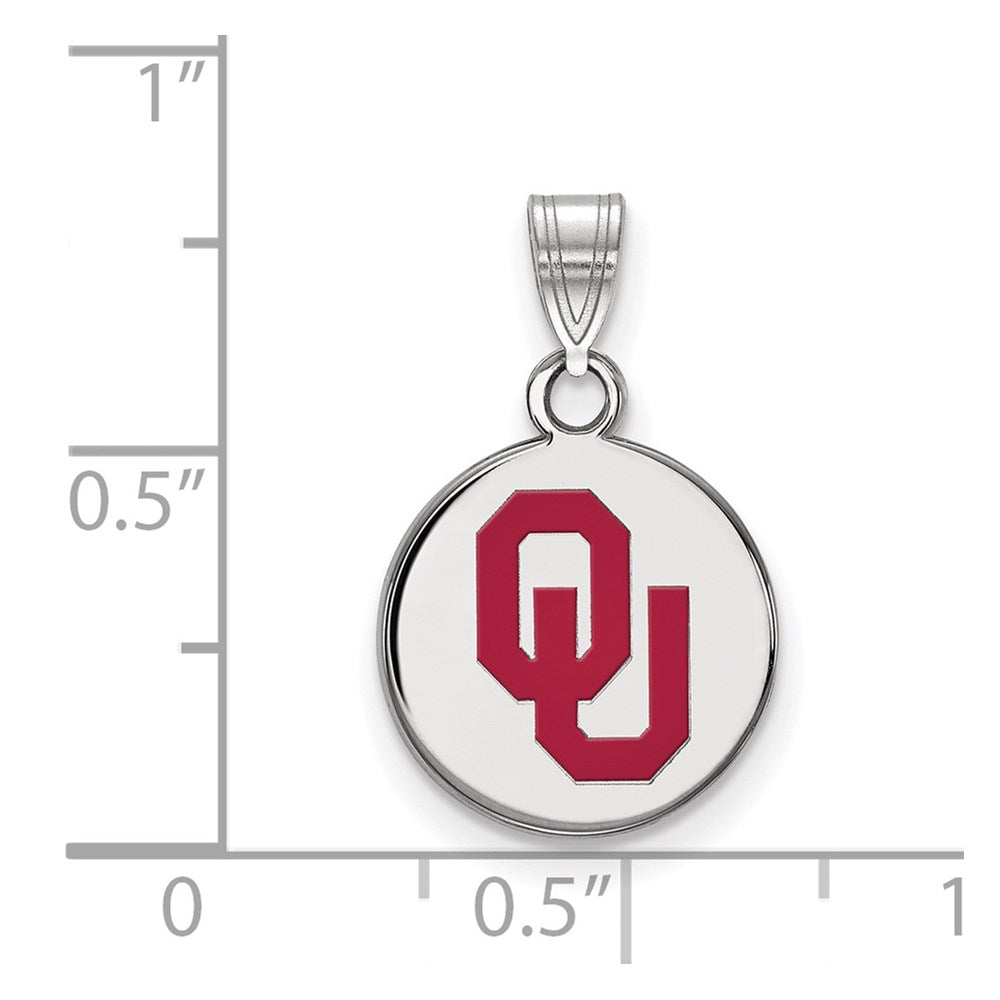 Sterlingsilber Rhodiniert Logoart University Of Oklahoma O U Klein Emailliert Plättchen Anhänger