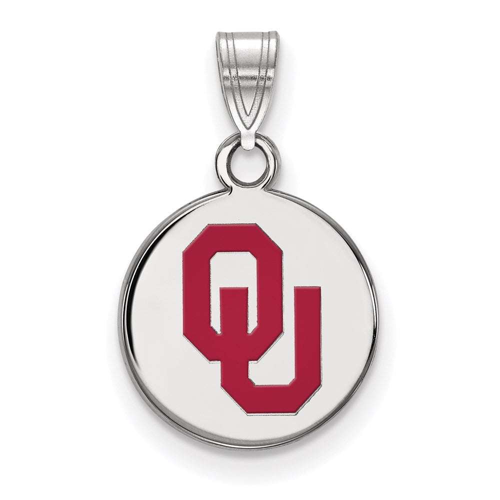 Sterlingsilber Rhodiniert Logoart University Of Oklahoma O U Klein Emailliert Plättchen Anhänger