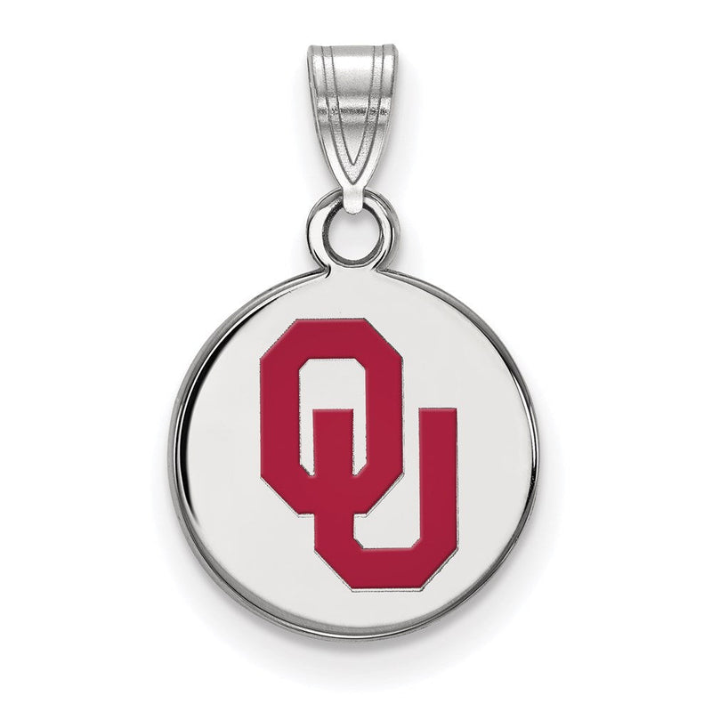 Sterlingsilber Rhodiniert Logoart University Of Oklahoma O U Klein Emailliert Plättchen Anhänger