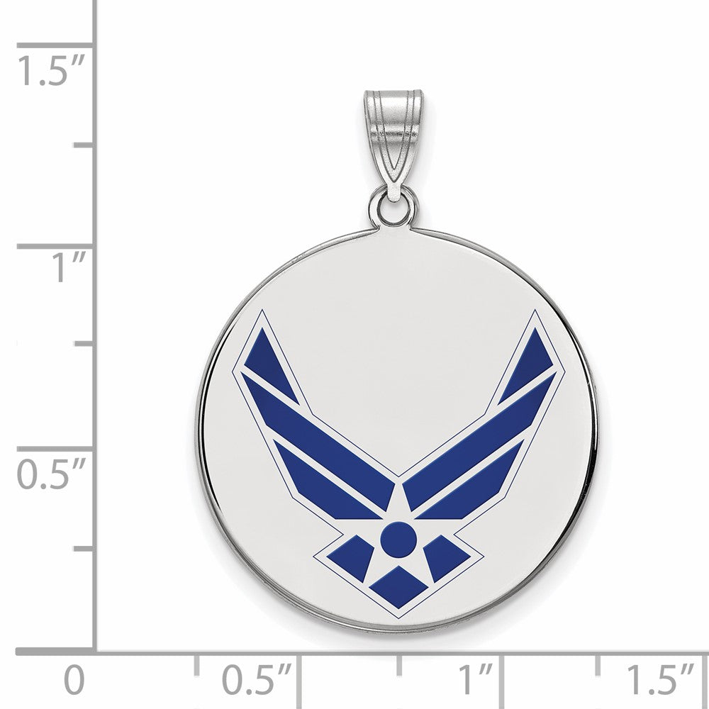 Sterlingsilber Rhodiniert Logoart U.s. Luft Kraft Xl Emaille Plättchen Anhänger