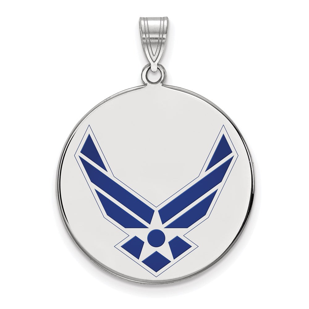 Sterlingsilber Rhodiniert Logoart U.s. Luft Kraft Xl Emaille Plättchen Anhänger