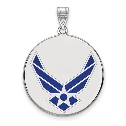 Sterlingsilber Rhodiniert Logoart U.s. Luft Kraft Xl Emaille Plättchen Anhänger