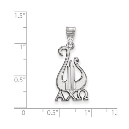 Sterlingsilber Rhodiniert Logoart Alpha Chi Omega Sorority Symbol Groß Anhänger
