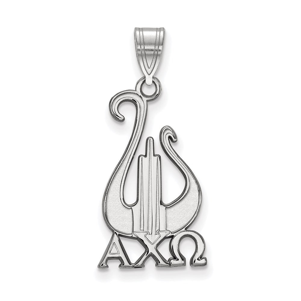 Sterlingsilber Rhodiniert Logoart Alpha Chi Omega Sorority Symbol Groß Anhänger