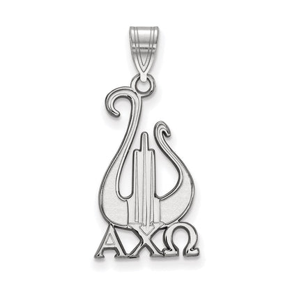 Sterlingsilber Rhodiniert Logoart Alpha Chi Omega Sorority Symbol Groß Anhänger