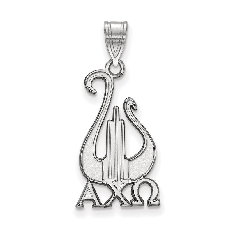 Sterlingsilber Rhodiniert Logoart Alpha Chi Omega Sorority Symbol Groß Anhänger