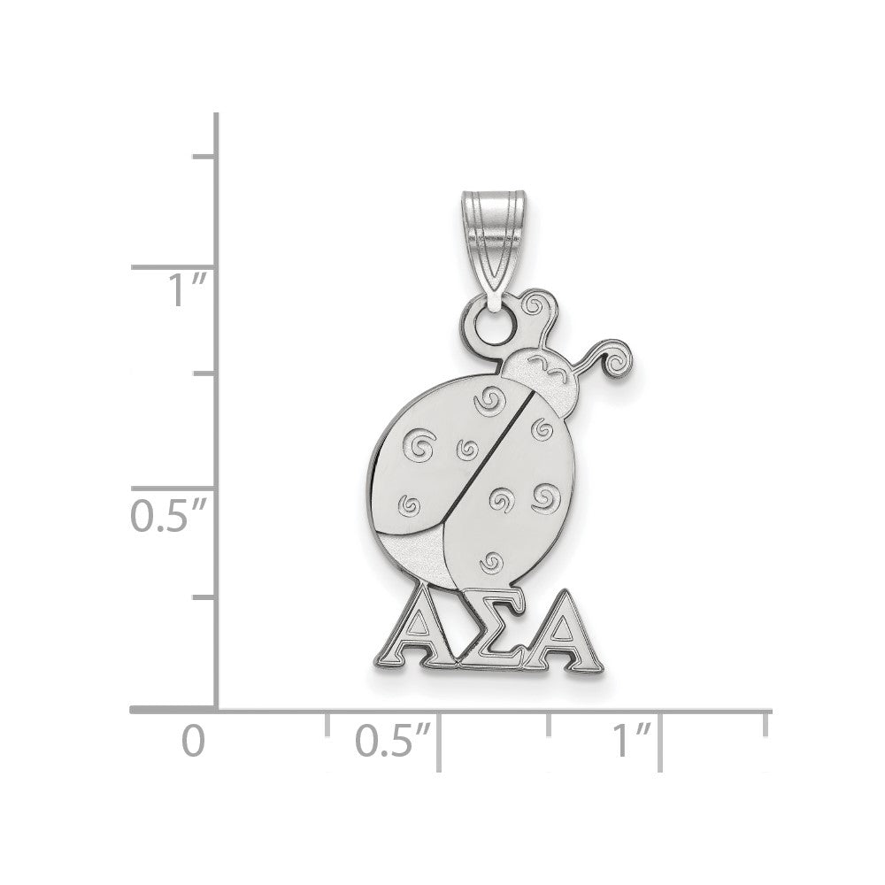 Sterlingsilber Rhodiniert Logoart Alpha Sigma Sorority Symbol Mittel Anhänger