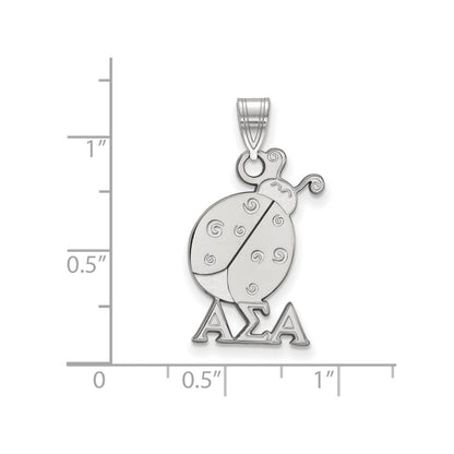 Sterlingsilber Rhodiniert Logoart Alpha Sigma Sorority Symbol Mittel Anhänger