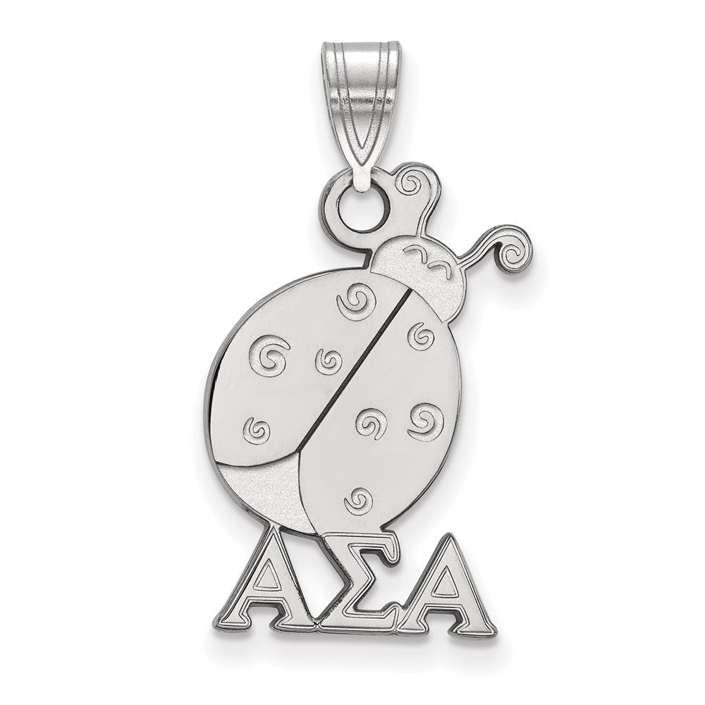 Sterlingsilber Rhodiniert Logoart Alpha Sigma Sorority Symbol Mittel Anhänger