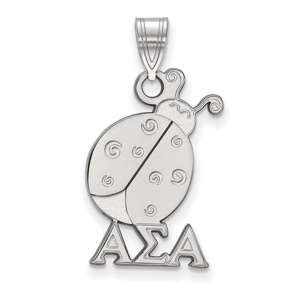 Sterlingsilber Rhodiniert Logoart Alpha Sigma Sorority Symbol Mittel Anhänger