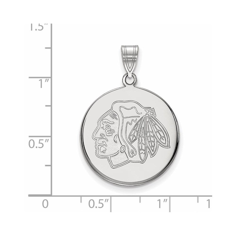 14K Weißgold Nhl Logoart Chicago Blackhawks Groß Plättchen Anhänger