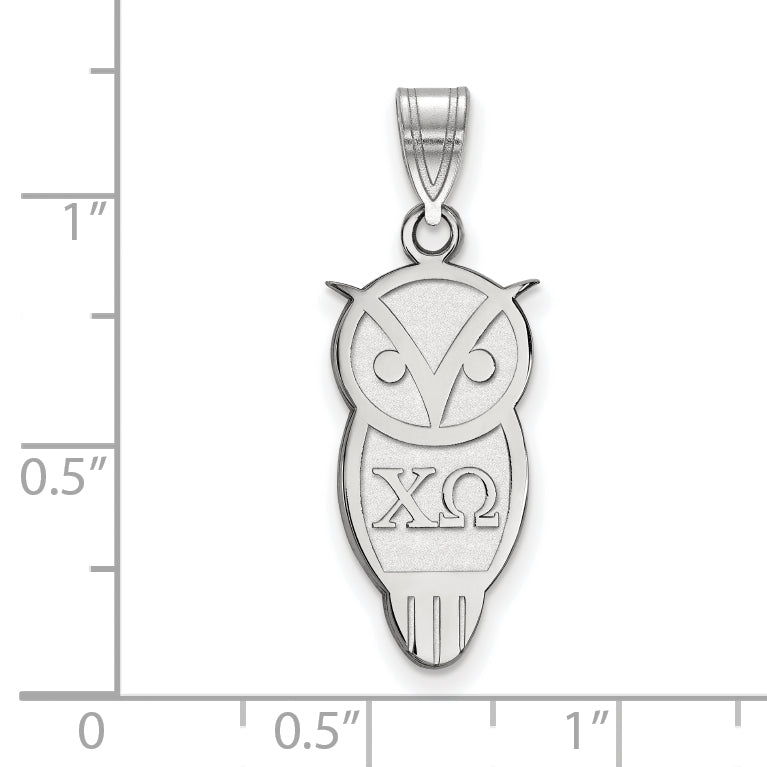 Sterlingsilber Rhodiniert Logoart Chi Omega Sorority Symbol Mittel Anhänger