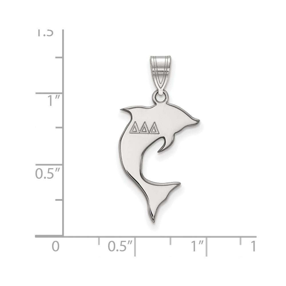 Sterlingsilber Rhodiniert Logoart Delta Sorority Symbol Mittel Anhänger