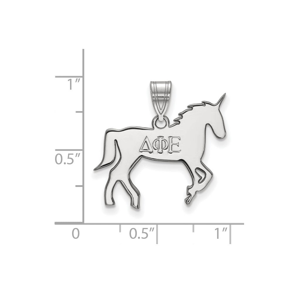 Sterlingsilber Rhodiniert Logoart Delta Phi Epsilon Sorority Symbol Mittel Anhänger