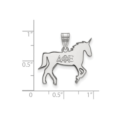 Sterlingsilber Rhodiniert Logoart Delta Phi Epsilon Sorority Symbol Mittel Anhänger